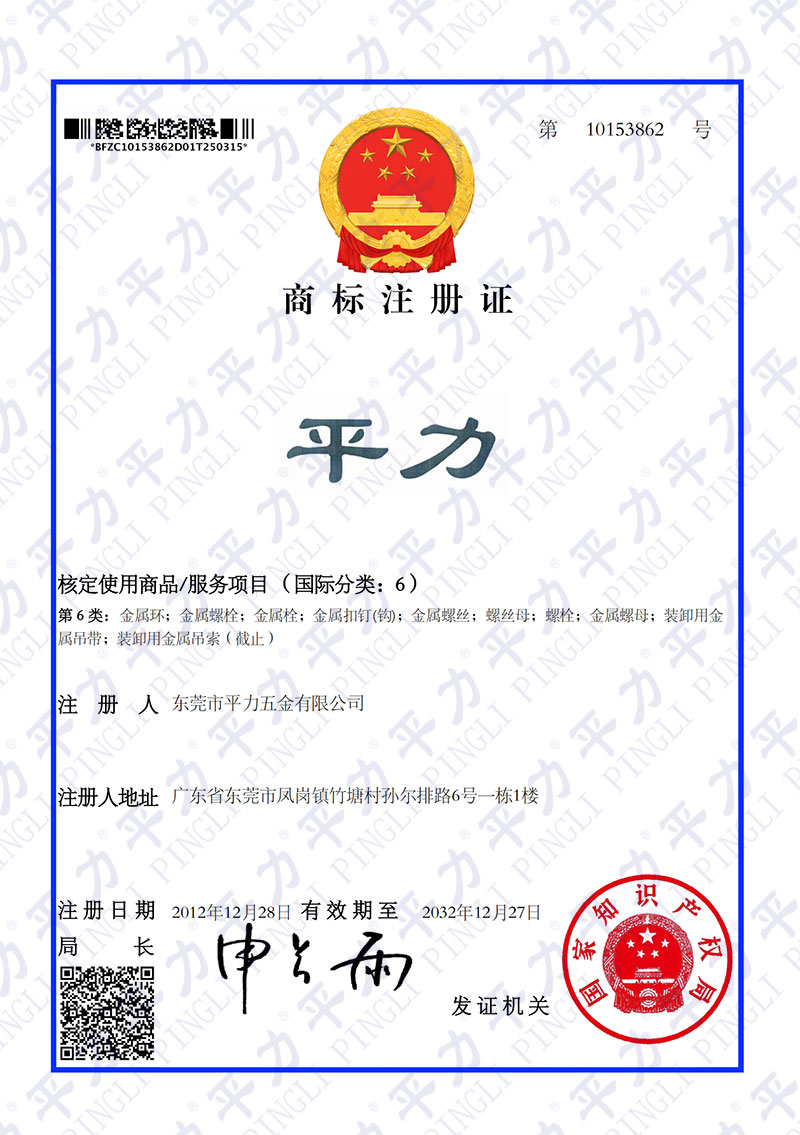 平力6類注冊證